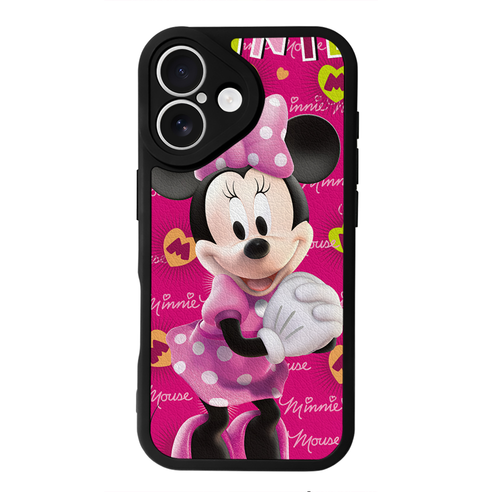 （画像用） ミッキーマウス Mickey Mouse 【iPhone 16シリーズ対応】シリコンスマホケース（レザー調） 材質：シリコン